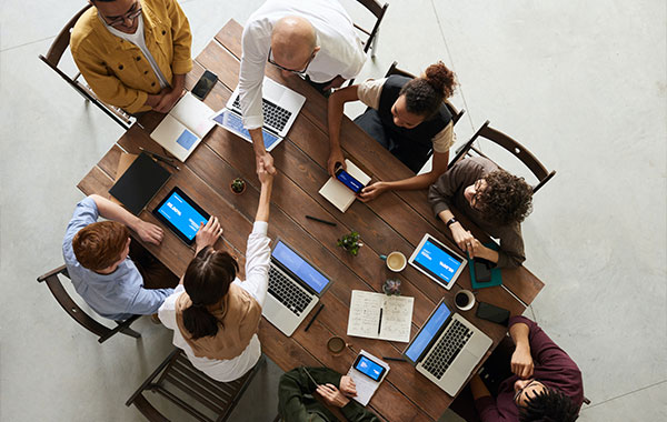 team working around a table